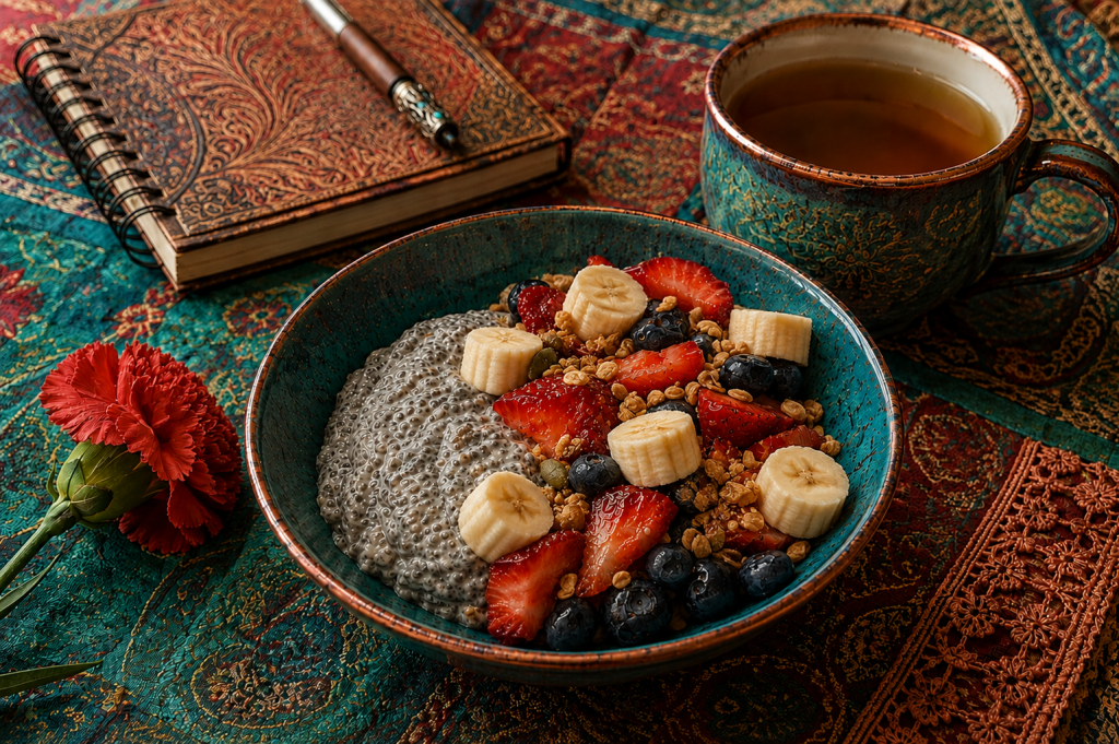 My Simple Black Chia Seed Pudding With Fresh Fruit